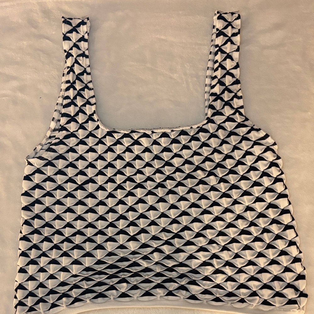 Anthropologie Textured Geometric Knit Tank – Black & White – NWT